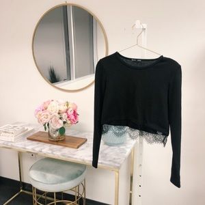 Zara Long Sleeve Lace Crop Top